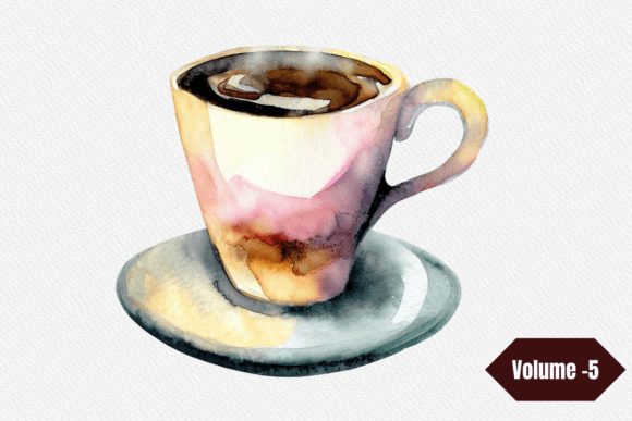 Download Watercolor Coffee Time Clipart Volume –5 - Premium Bundle