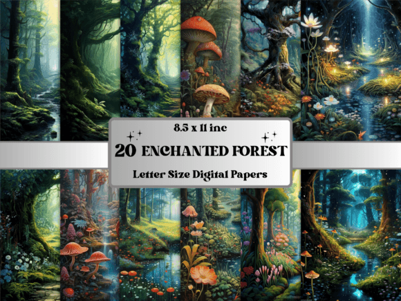 Download Fantasy Enchanted Forest Digital Paper - Enchanted forest Collection